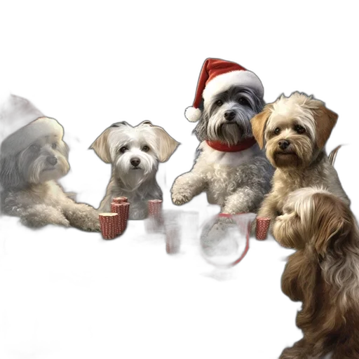 photorealistic, oil painting, festive, indoors transparent PNG cut-out