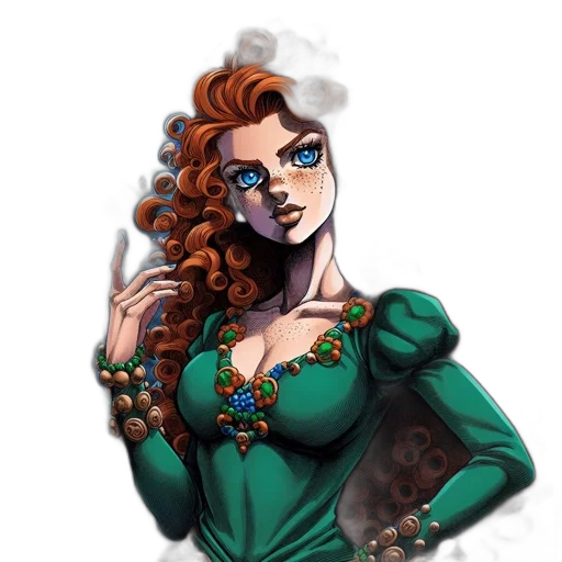 dress, jewelry, staff, fantasy art transparent PNG cut-out