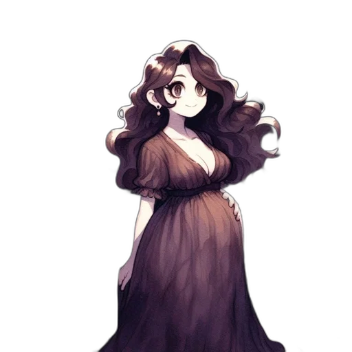 dress, hair, staff, crown transparent PNG cut-out