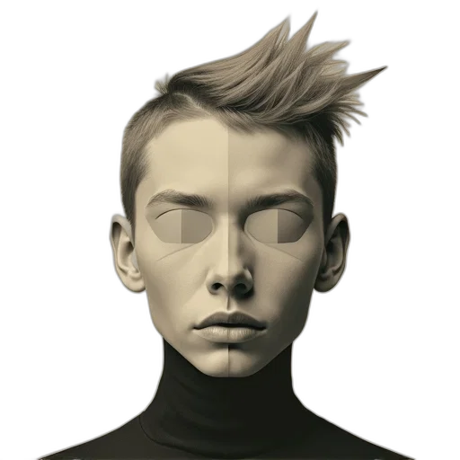 face, mask, robot, hair transparent PNG cut-out
