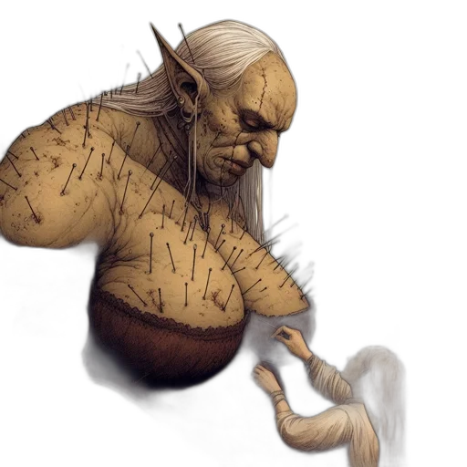 dragon, creature, staff, hair transparent PNG cut-out
