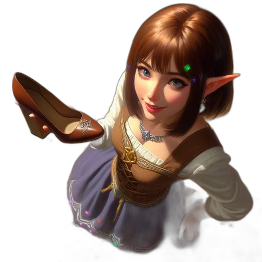 shoes, staff, face, dress transparent PNG cut-out