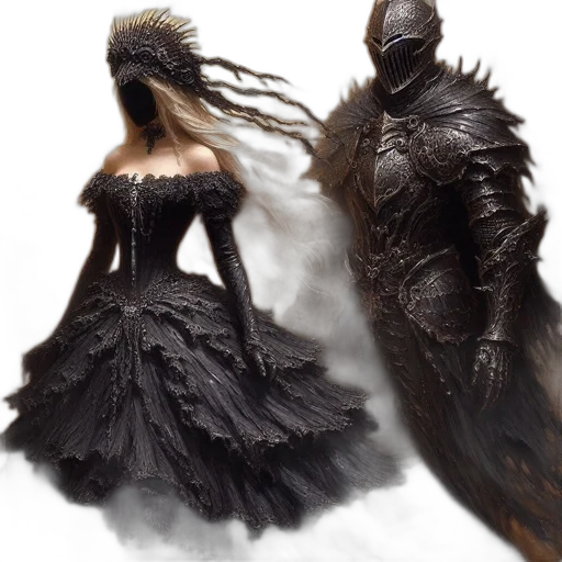 dress, dragon, mask, sword transparent PNG cut-out