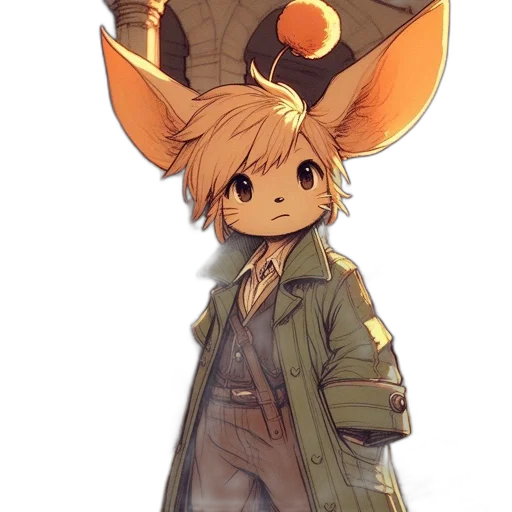 jacket, staff, weapon, animal transparent PNG cut-out