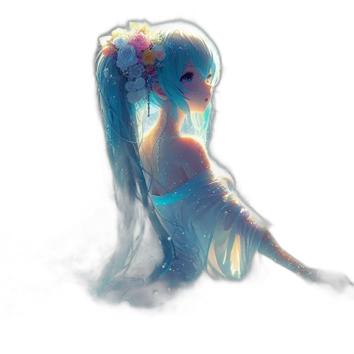 hair, creature, dress, flower transparent PNG cut-out
