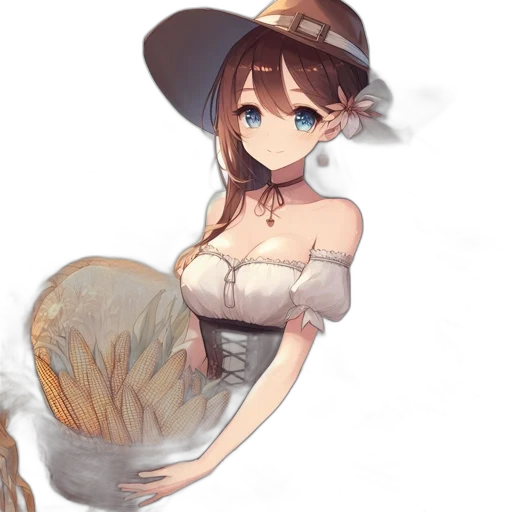 hat, dress, staff, creature transparent PNG cut-out