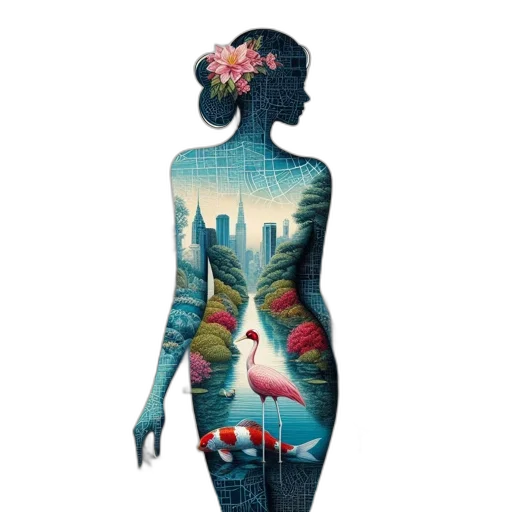 dress, flower, jacket, robot transparent PNG cut-out