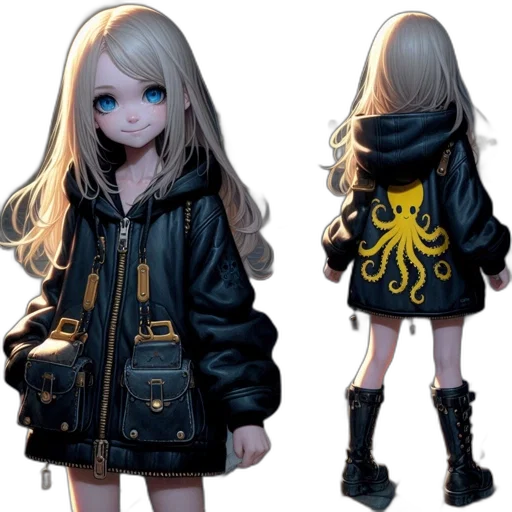 jacket, dress, creature, hair transparent PNG cut-out