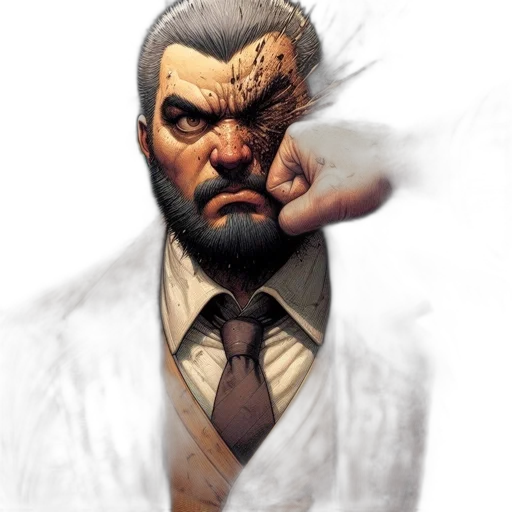 face, comic book art, concept art, photorealistic transparent PNG cut-out