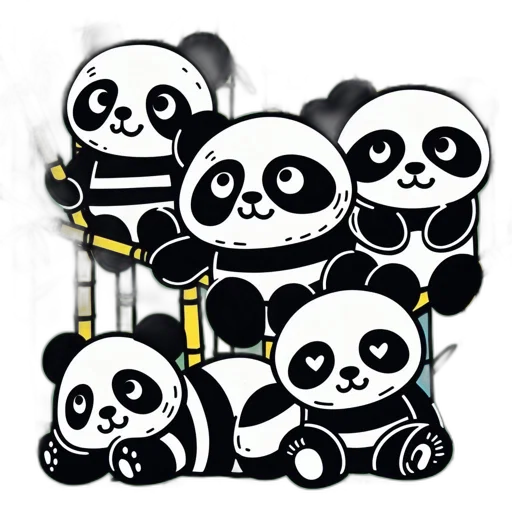 concept art, cartoon, monochrome, group transparent PNG cut-out