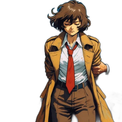 jacket, staff, concept art, anime transparent PNG cut-out