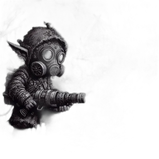 robot, mask, creature, staff transparent PNG cut-out
