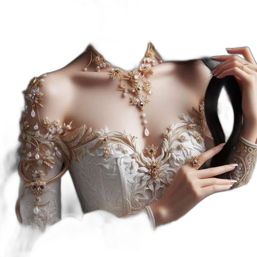 dress, jewelry, crown, 3d render transparent PNG cut-out