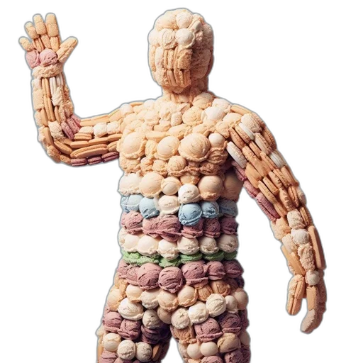 food, robot, jacket, 3d render transparent PNG cut-out