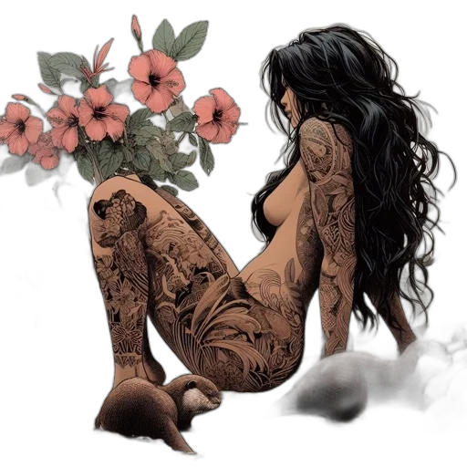 flower, dress, photorealistic, fantasy art transparent PNG cut-out