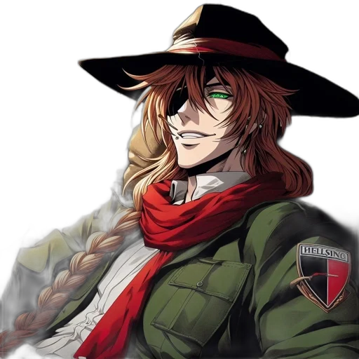 hat, jacket, staff, anime transparent PNG cut-out