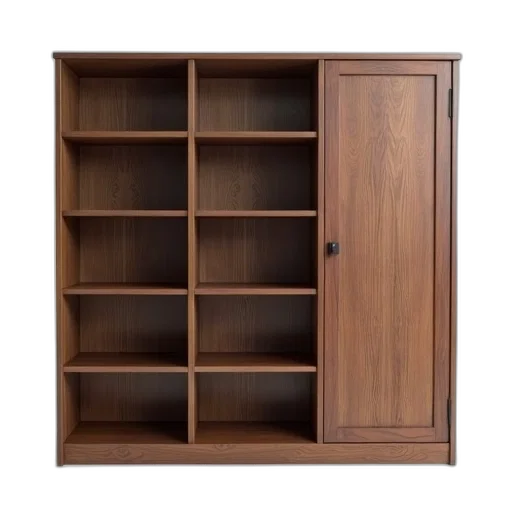 furniture, 3d render, wooden, bookshelf transparent PNG cut-out