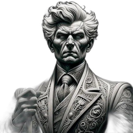 face, staff, jacket, comic book art transparent PNG cut-out