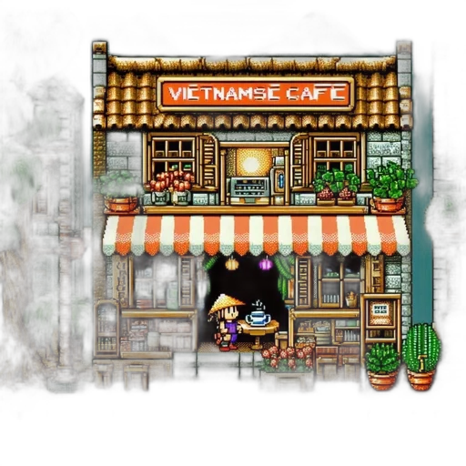 food, staff, building, pixel art transparent PNG cut-out