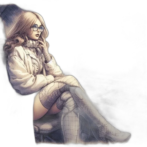 dress, jacket, staff, face transparent PNG cut-out