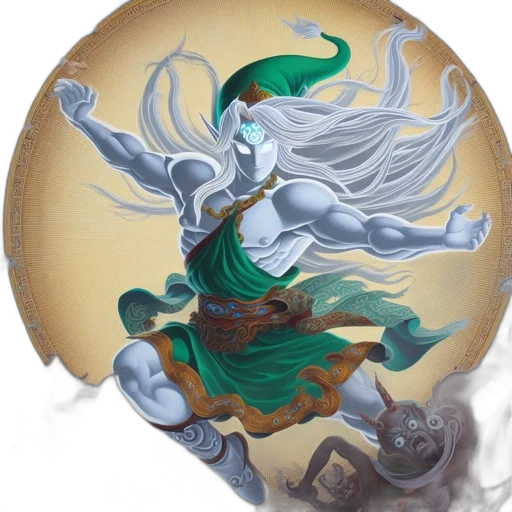 dragon, mask, staff, fantasy art transparent PNG cut-out