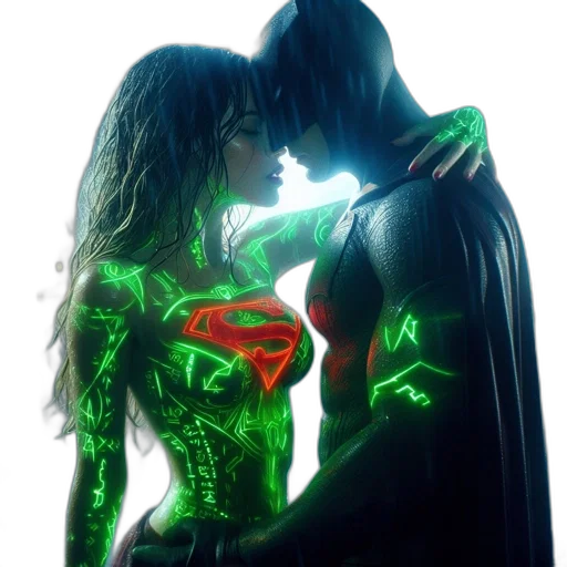 comic book art, concept art, neon lights, green transparent PNG cut-out