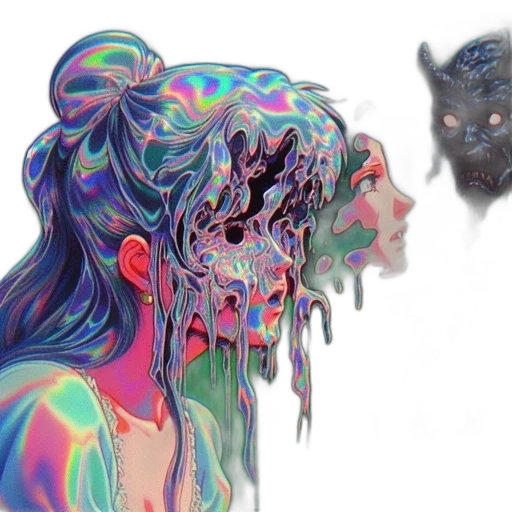 mask, face, creature, vaporwave transparent PNG cut-out