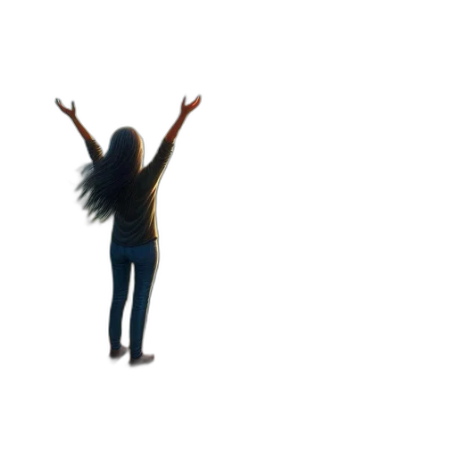 hair, staff, jacket, 3d render transparent PNG cut-out