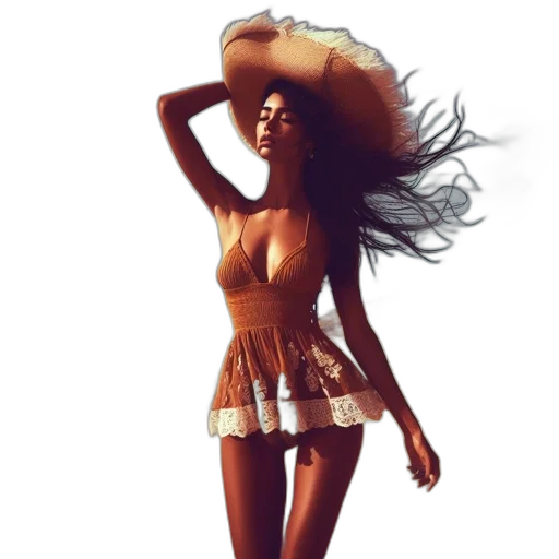 dress, hat, hair, concept art transparent PNG cut-out