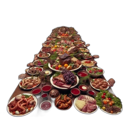 food, 3d render, grand, feast transparent PNG cut-out