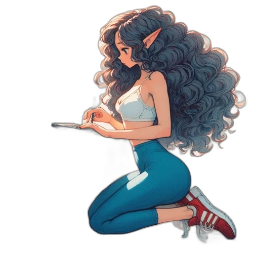 hair, staff, comic book art, concept art transparent PNG cut-out