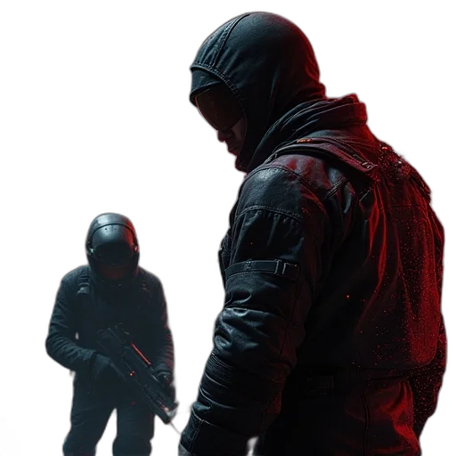 jacket, weapon, mask, concept art transparent PNG cut-out