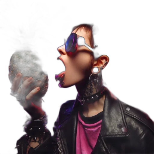 jacket, face, mask, cyberpunk transparent PNG cut-out