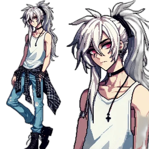 concept art, anime, cartoon, pixel art transparent PNG cut-out