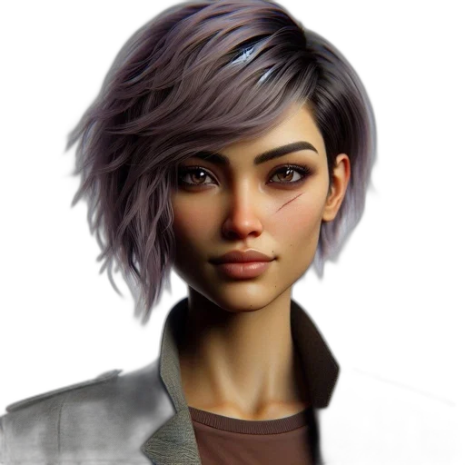 face, jacket, staff, photorealistic transparent PNG cut-out