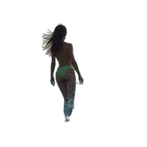 dress, hair, creature, staff transparent PNG cut-out