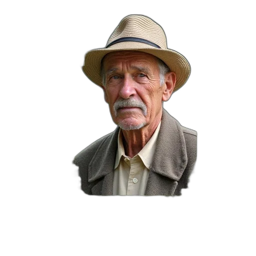hat, jacket, staff, face transparent PNG cut-out