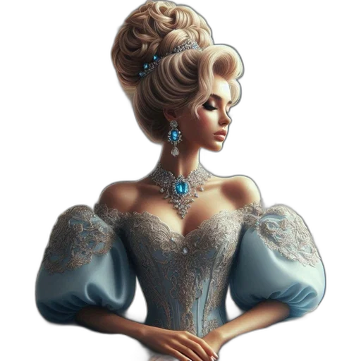 dress, crown, jewelry, fantasy art transparent PNG cut-out