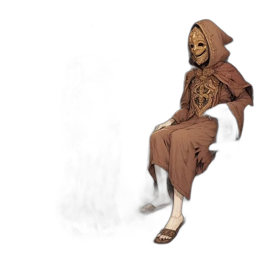 mask, dress, creature, staff transparent PNG cut-out