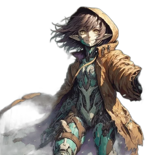 jacket, mask, staff, weapon transparent PNG cut-out