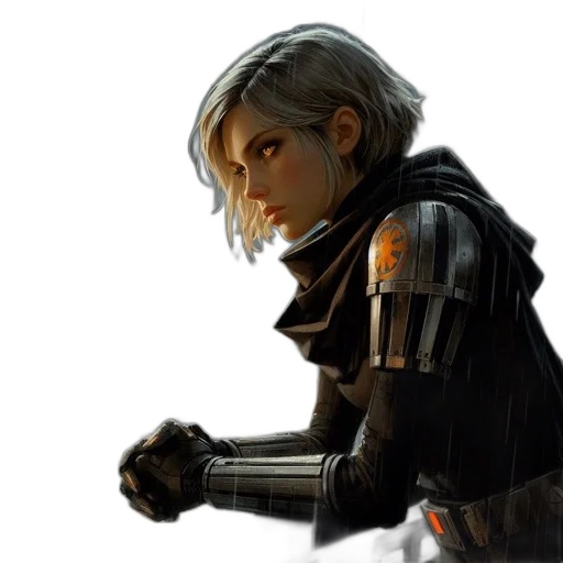 robot, jacket, weapon, staff transparent PNG cut-out