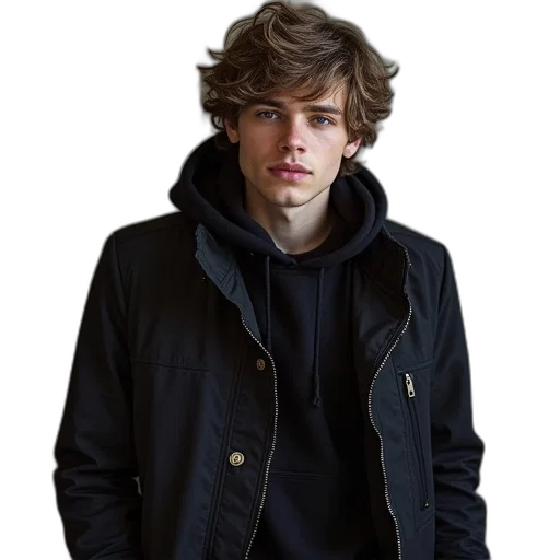 jacket, face, staff, hair transparent PNG cut-out