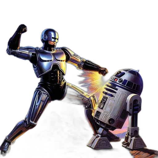 robot, weapon, concept art, 3d render transparent PNG cut-out