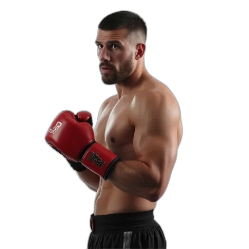 man, ready, boxing, white transparent PNG cut-out
