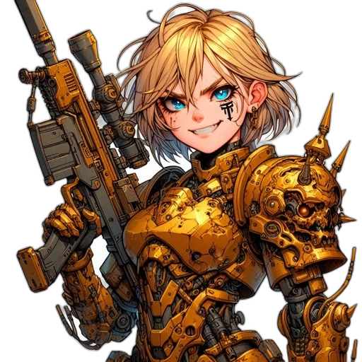 weapon, robot, face, concept art transparent PNG cut-out
