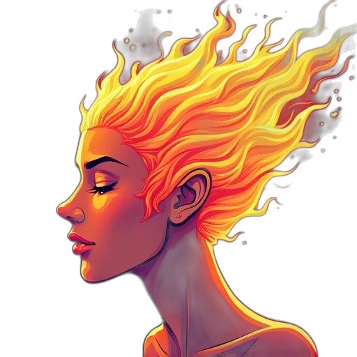 hair, crown, face, comic book art transparent PNG cut-out