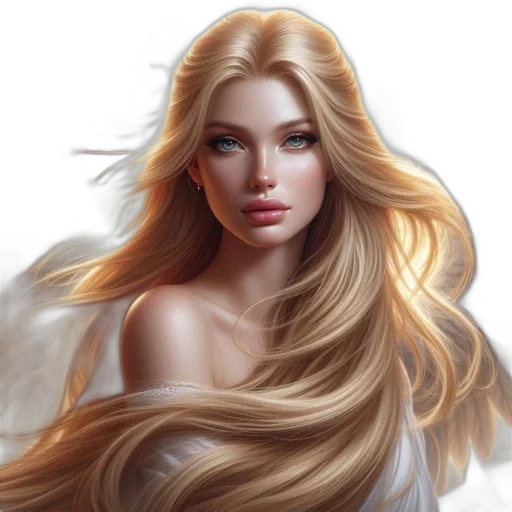 hair, face, fantasy art, photorealistic transparent PNG cut-out