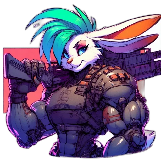 weapon, robot, cyberpunk, pixel art transparent PNG cut-out