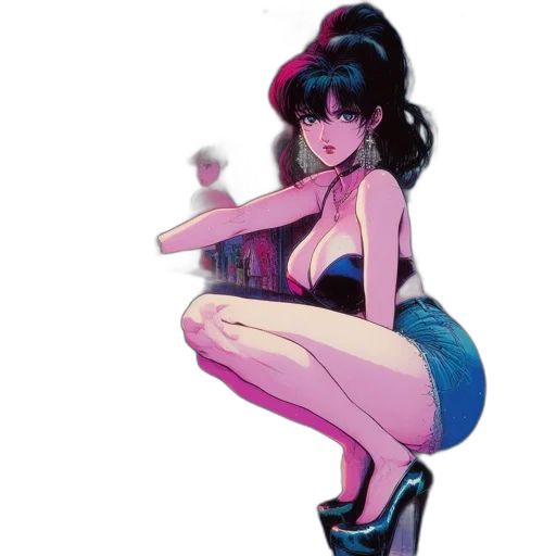 dress, concept art, comic book art, vaporwave transparent PNG cut-out