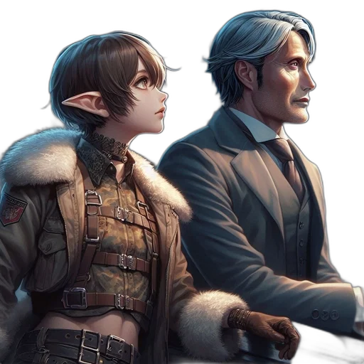 jacket, staff, concept art, fantasy art transparent PNG cut-out